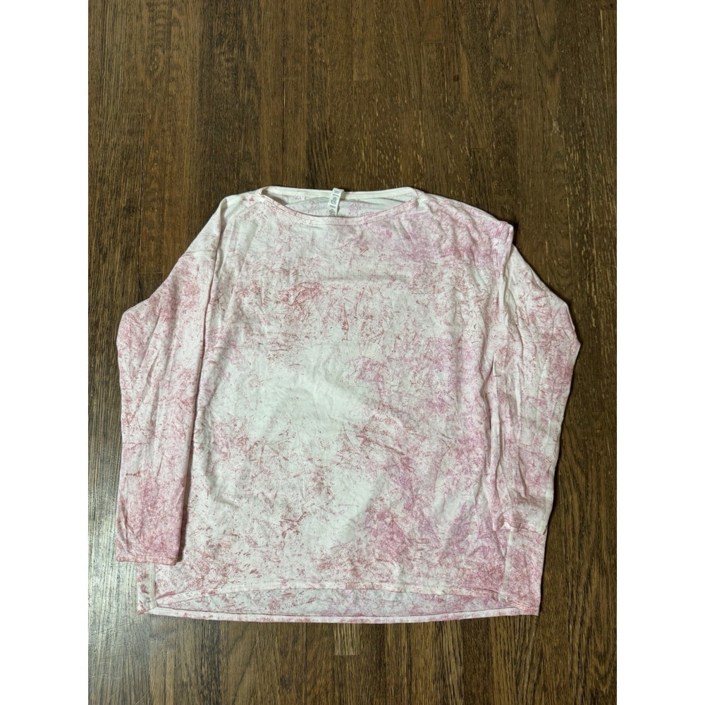 Lululemon Back In Action Long Sleeve Shirt Size 12 Cirrus Wash White Pink Peony